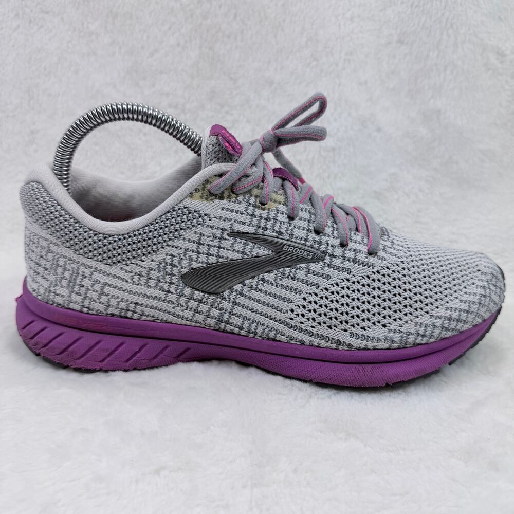 Brooks Revel 3 Womens Running Shoes Gray Purple Size 8 B Athletic Sneaker